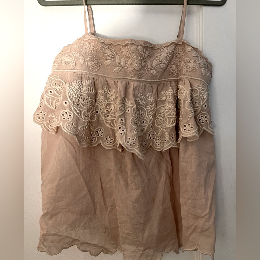 Love Sam beige Embroidered Tank blouse size Small